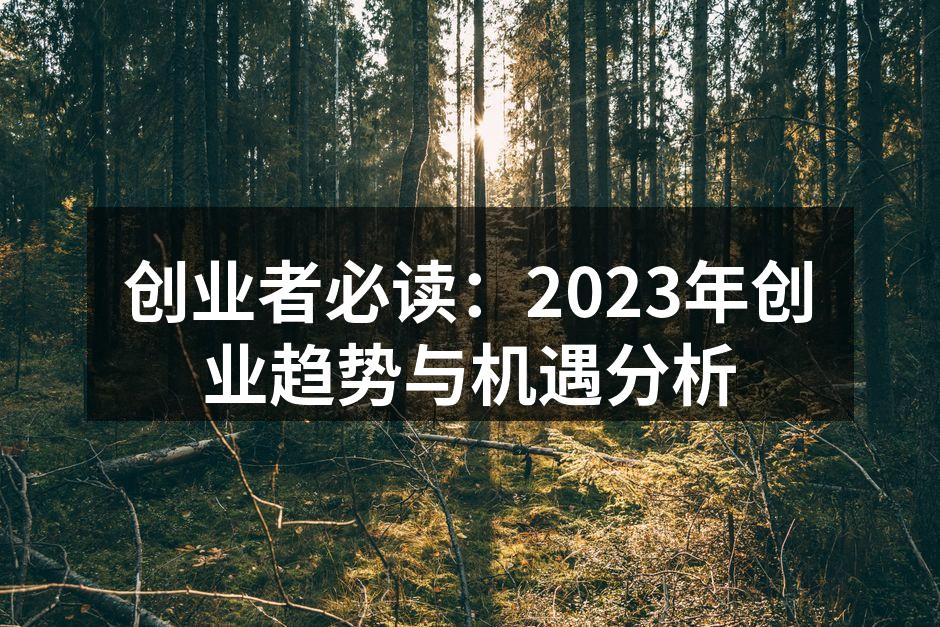 创业者必读：2023年创业趋势与机遇分析